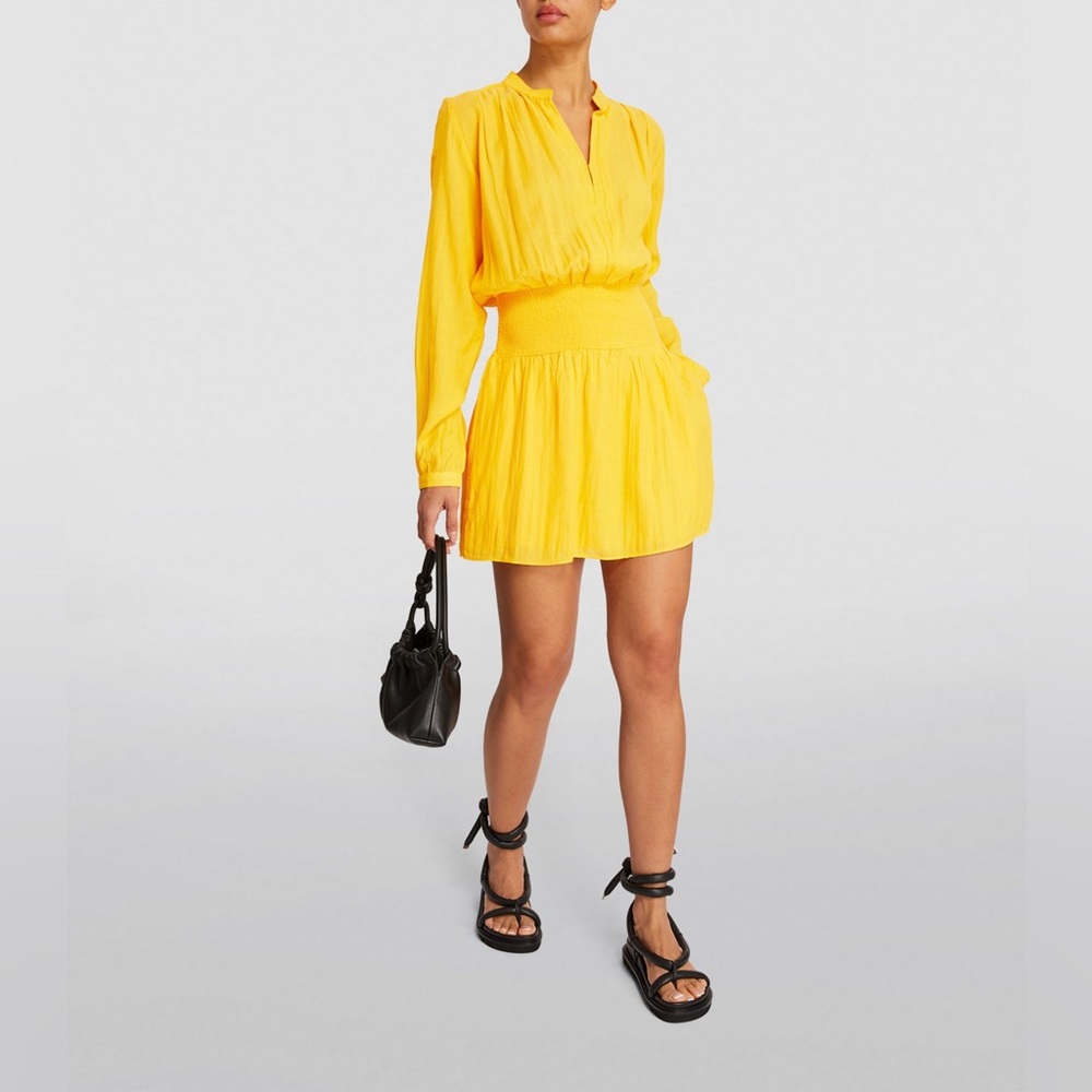 Rag & Bone Calista Women's Long Sleeve Mini Dress Yellow Size L